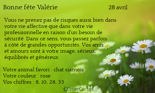 Carte bonne f&ecirc;te Valérie