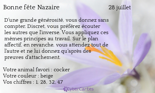 Carte bonne fête Nazaire