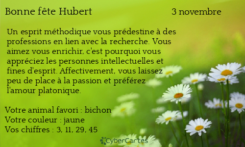 Carte bonne f&ecirc;te Hubert