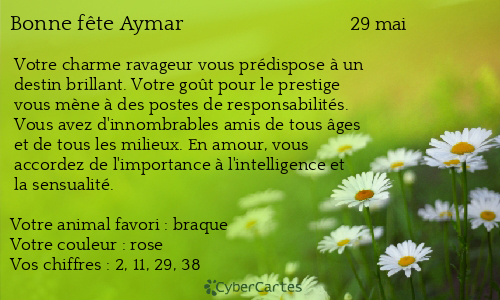 Carte bonne f&ecirc;te Aymar