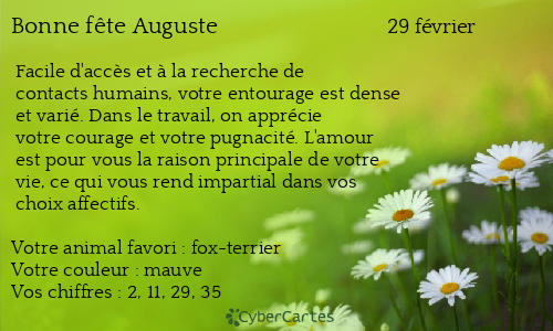 Carte bonne f&ecirc;te Auguste