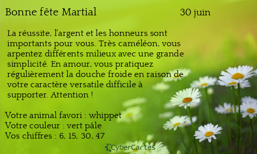 Carte bonne f&ecirc;te Martial