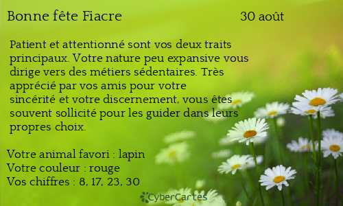Carte bonne f&ecirc;te Fiacre