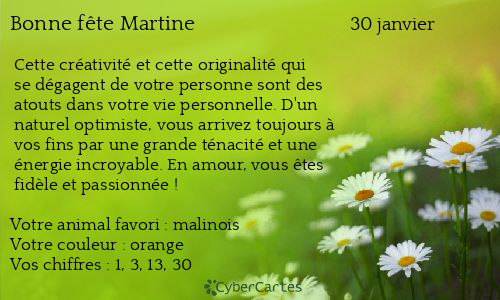 Carte bonne f&ecirc;te Martine