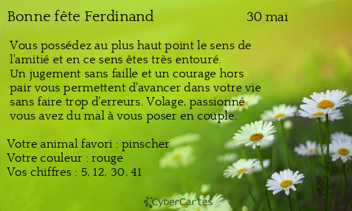 Carte bonne f&ecirc;te Ferdinand