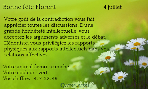 Carte bonne f&ecirc;te Florent