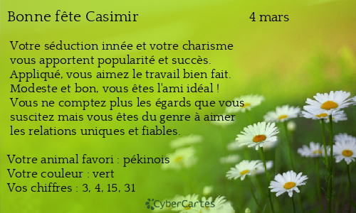 Carte bonne f&ecirc;te Casimir