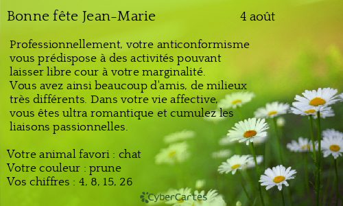 Carte bonne f&ecirc;te Jean-Marie