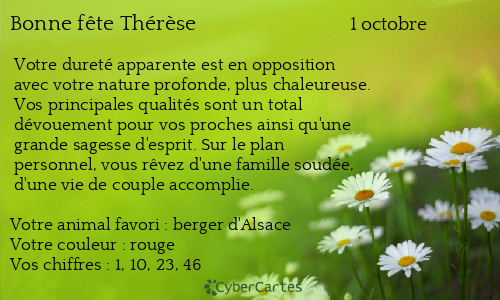 Carte bonne f&ecirc;te Thérèse