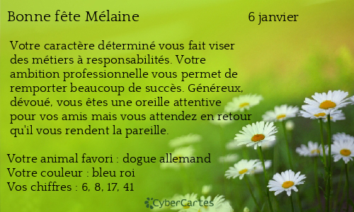 Carte bonne f&ecirc;te Mélaine