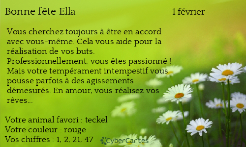 Carte bonne f&ecirc;te Ella