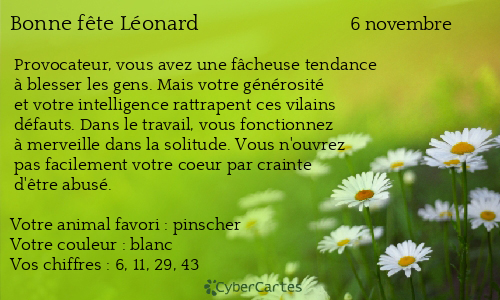 Carte bonne f&ecirc;te Léonard
