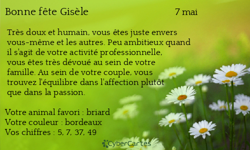 Carte bonne f&ecirc;te Gisèle