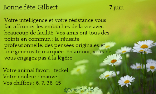 Carte bonne f&ecirc;te Gilbert