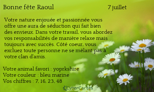 Carte bonne f&ecirc;te Raoul