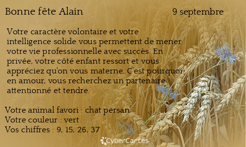 Carte bonne fête Alain