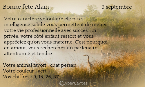 Carte bonne fête Alain