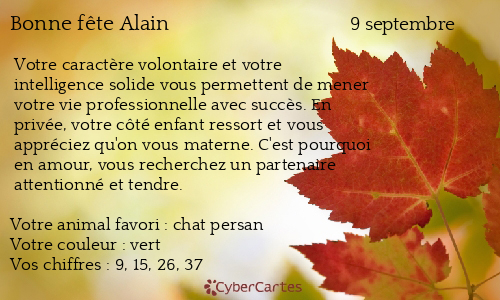 Carte bonne fête Alain