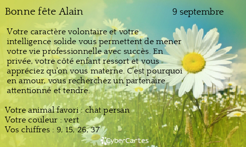 Carte bonne fête Alain
