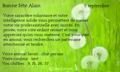 Carte bonne fête Alain