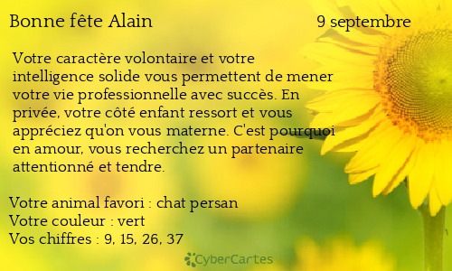 Carte bonne fête Alain