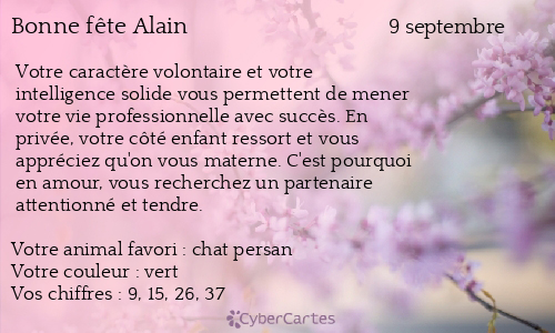 Carte bonne fête Alain