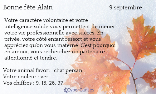 Carte bonne fête Alain