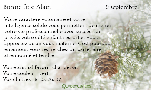 Carte bonne fête Alain