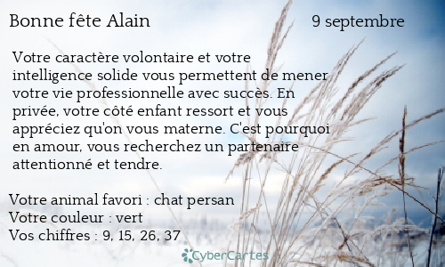 Carte bonne fête Alain