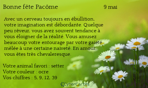 Carte bonne f&ecirc;te Pacôme