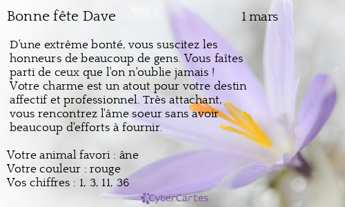 Carte bonne fête Dave