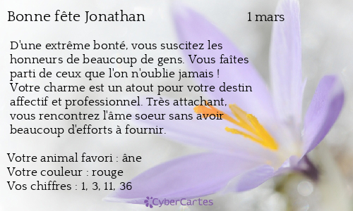 Carte Bonne Fete Jonathan 1er Mars