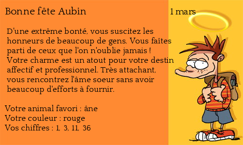 Carte bonne fête Aubin