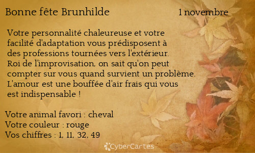Carte bonne fête Brunhilde