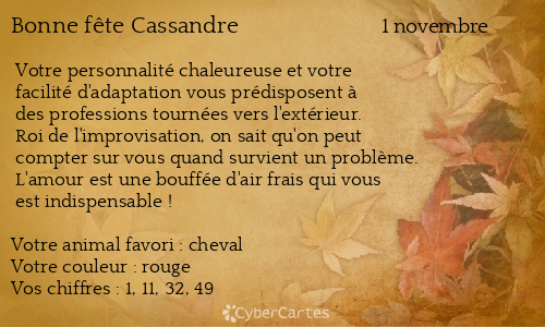 Carte bonne fête Cassandre