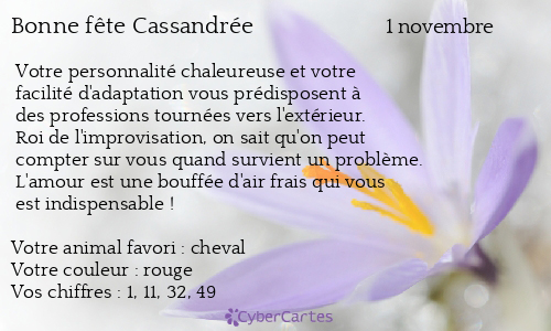 Carte bonne fête Cassandrée