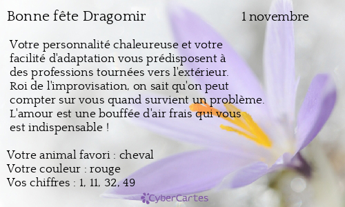 Carte bonne fête Dragomir