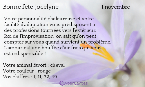 Carte bonne fête Jocelyne