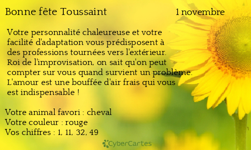 Carte bonne fête Toussaint
