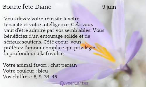 Carte bonne fête Diane