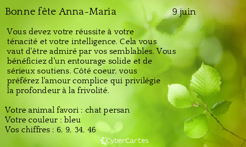 Carte bonne fête Anna-Maria