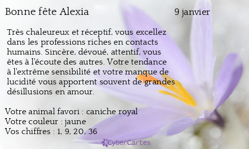 Carte Bonne Fete Alexia 9 Janvier