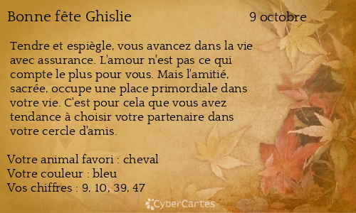Carte bonne fête Ghislie