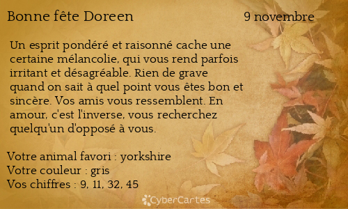 Carte bonne fête Doreen