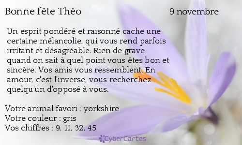 Carte Bonne Fete Theo 9 Novembre