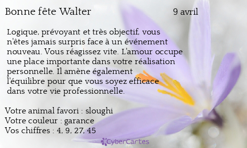Carte bonne fête Walter