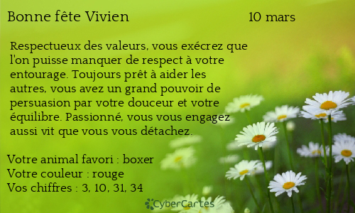 Carte bonne fête Vivien