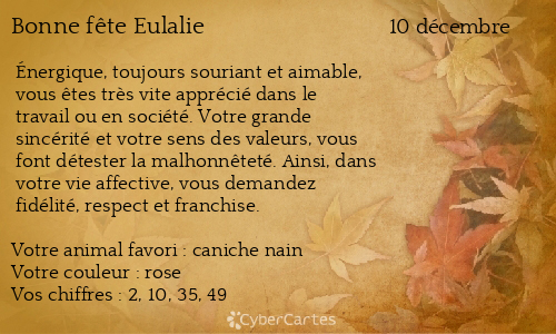 Carte bonne fête Eulalie