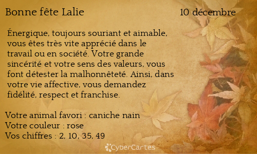 Carte bonne fête Lalie