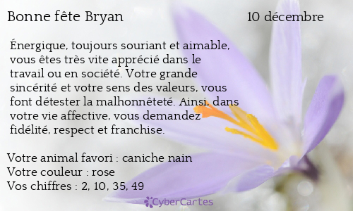 Carte bonne fête Bryan